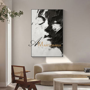 Black And White Abstract Art | Art Portraits|Beautiful Woman Painting | Large Canvas Wall Art #AP033