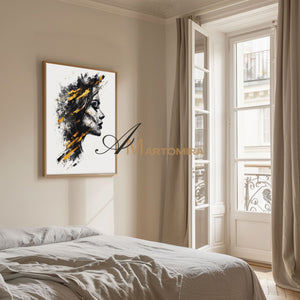 Abstract Portraits | Black And Gold Wall Art | Large Canvas Art | Abstract Canvas Art #AP004