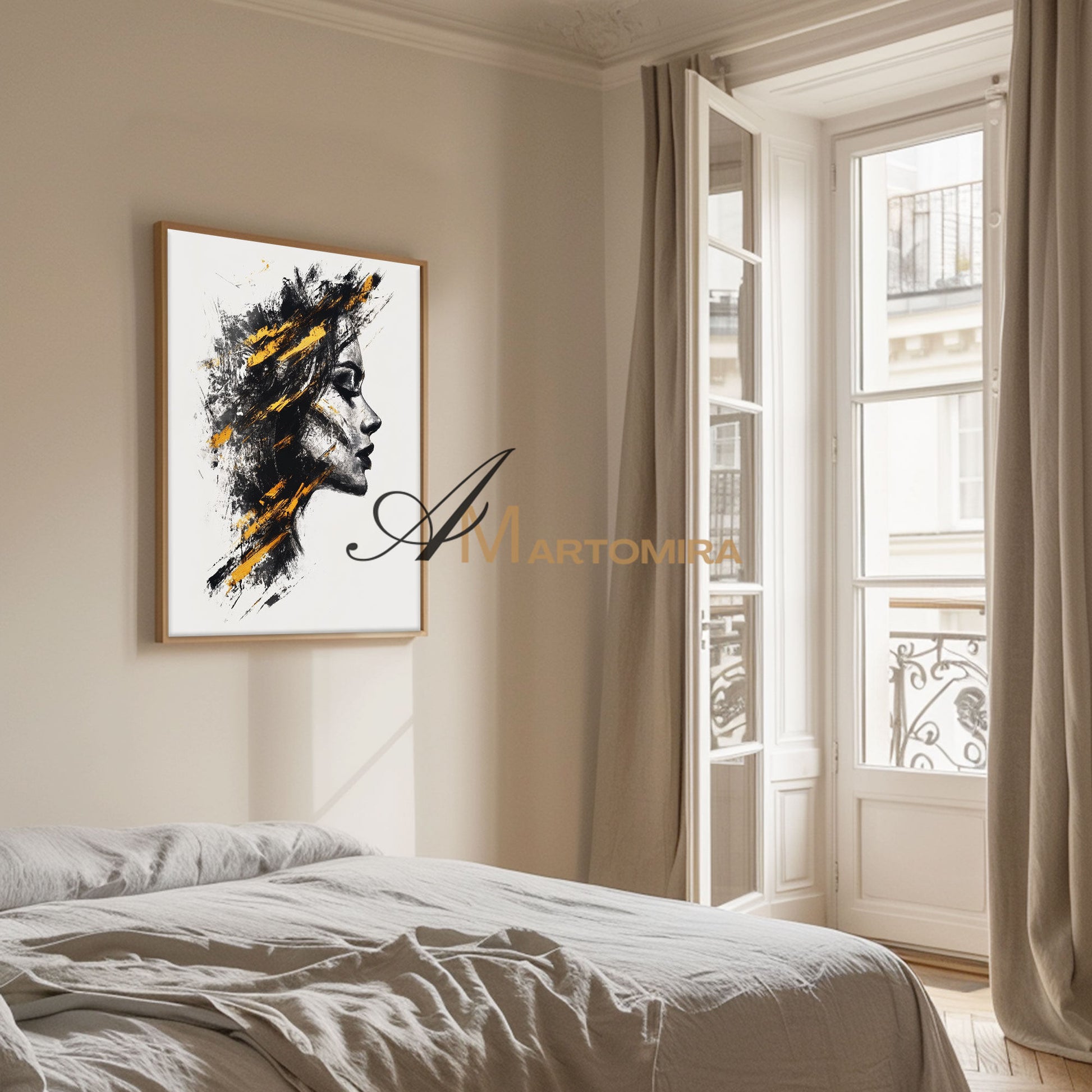 Abstract Portraits | Black And Gold Wall Art | Large Canvas Art | Abstract Canvas Art #AP004