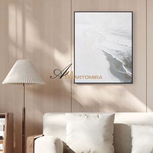Wave Painting | Abstract Landscape Art | Beach Art Paintings | White Wall Art For Living Room #POS069