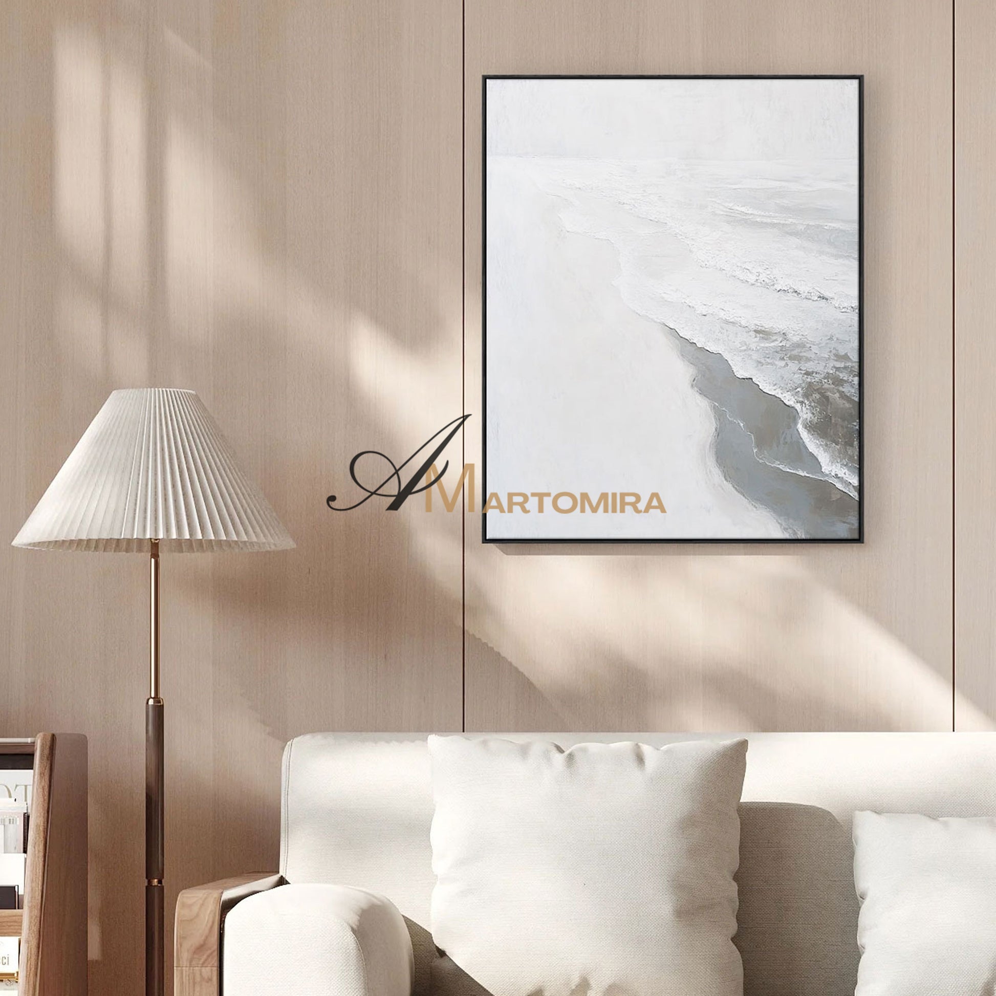 Wave Painting | Abstract Landscape Art | Beach Art Paintings | White Wall Art For Living Room #POS069