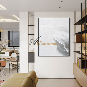 Wave Painting | Abstract Landscape Art | Beach Art Paintings | White Wall Art For Living Room #POS069