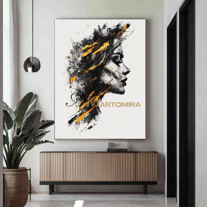 Abstract Portraits | Black And Gold Wall Art | Large Canvas Art | Abstract Canvas Art #AP004