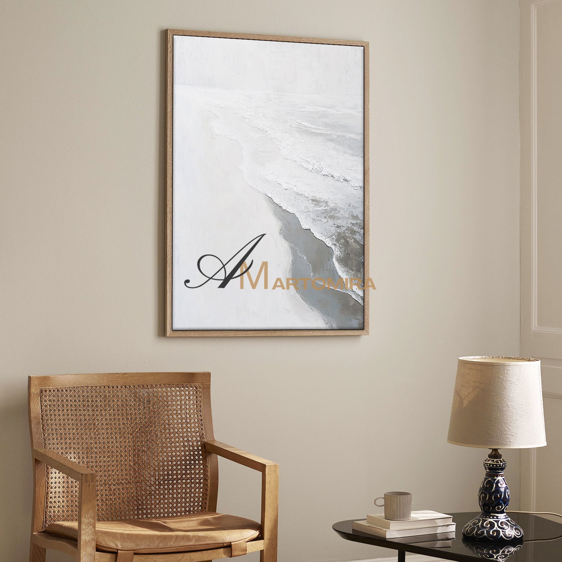 Wave Painting | Abstract Landscape Art | Beach Art Paintings | White Wall Art For Living Room #POS069