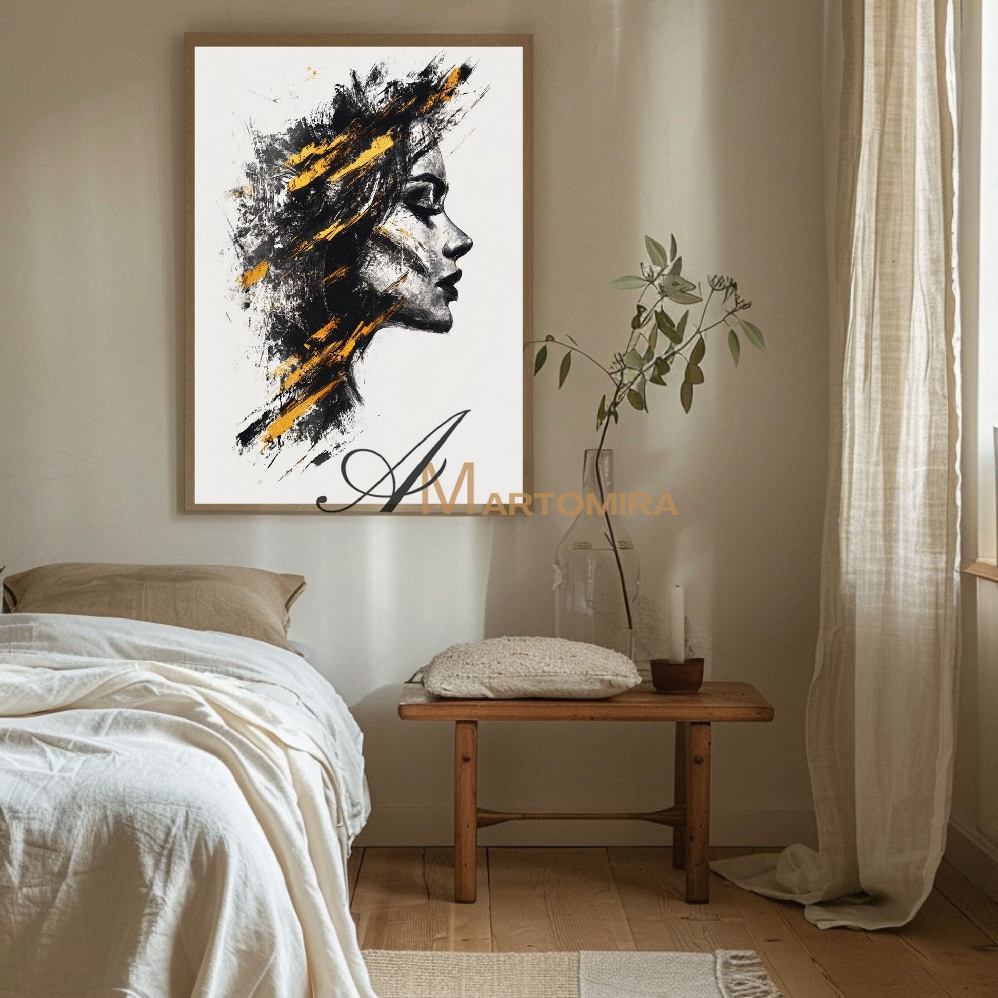 Abstract Portraits | Black And Gold Wall Art | Large Canvas Art | Abstract Canvas Art #AP004