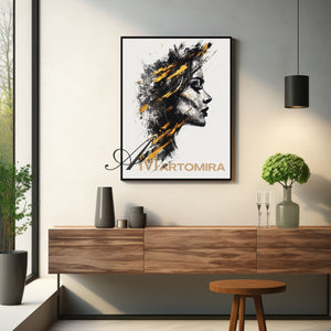 Abstract Portraits | Black And Gold Wall Art | Large Canvas Art | Abstract Canvas Art #AP004