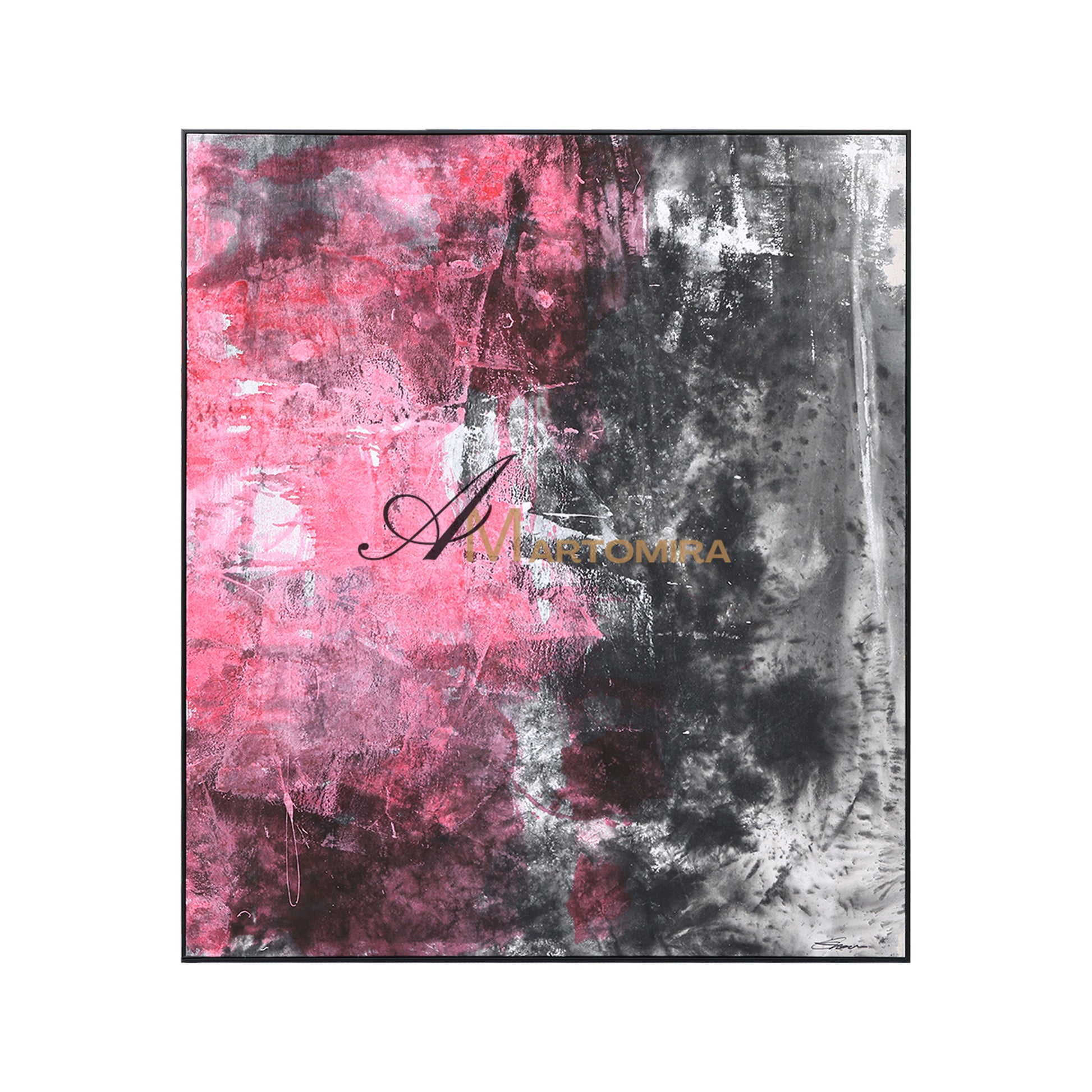 Pink And Black Wall Art | Modern Abstract Art | Minimalist Abstract Art | Abstract Painting For Living Room #DF049