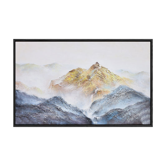 Abstract Landscape Art | Blue And Gold Wall Art | Mountains Painting | Paintings For Living Room #DF014