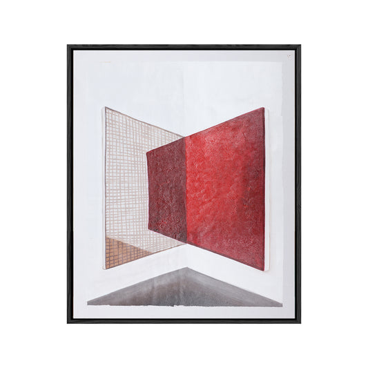 Red And White Wall Art | Abstract Geometric Art | Minimalist Abstract Art #DF017
