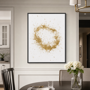 Abstract Gold and White Textured 3D Relief Vertical Wall Art for Living Room