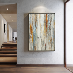 Abstract Neutral Vertical Stripes Textured Wall Art Modern Muted Brown Beige White Grey Artwork for Contemporary Living Room Bedroom Office Dining Room Hallway Decor