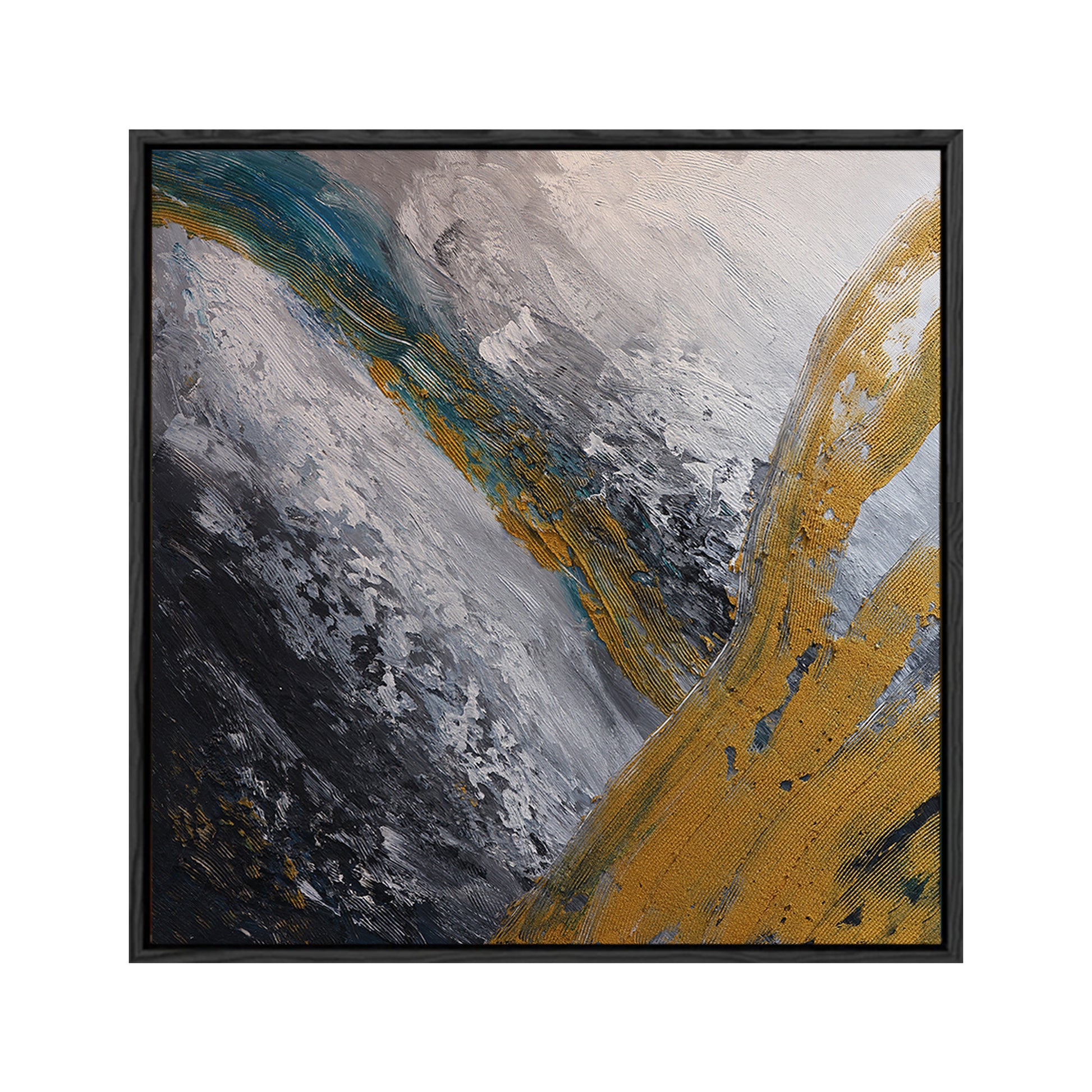 square wall art | black and gold wall art | modern abstract wall art | large canvas art #DF061