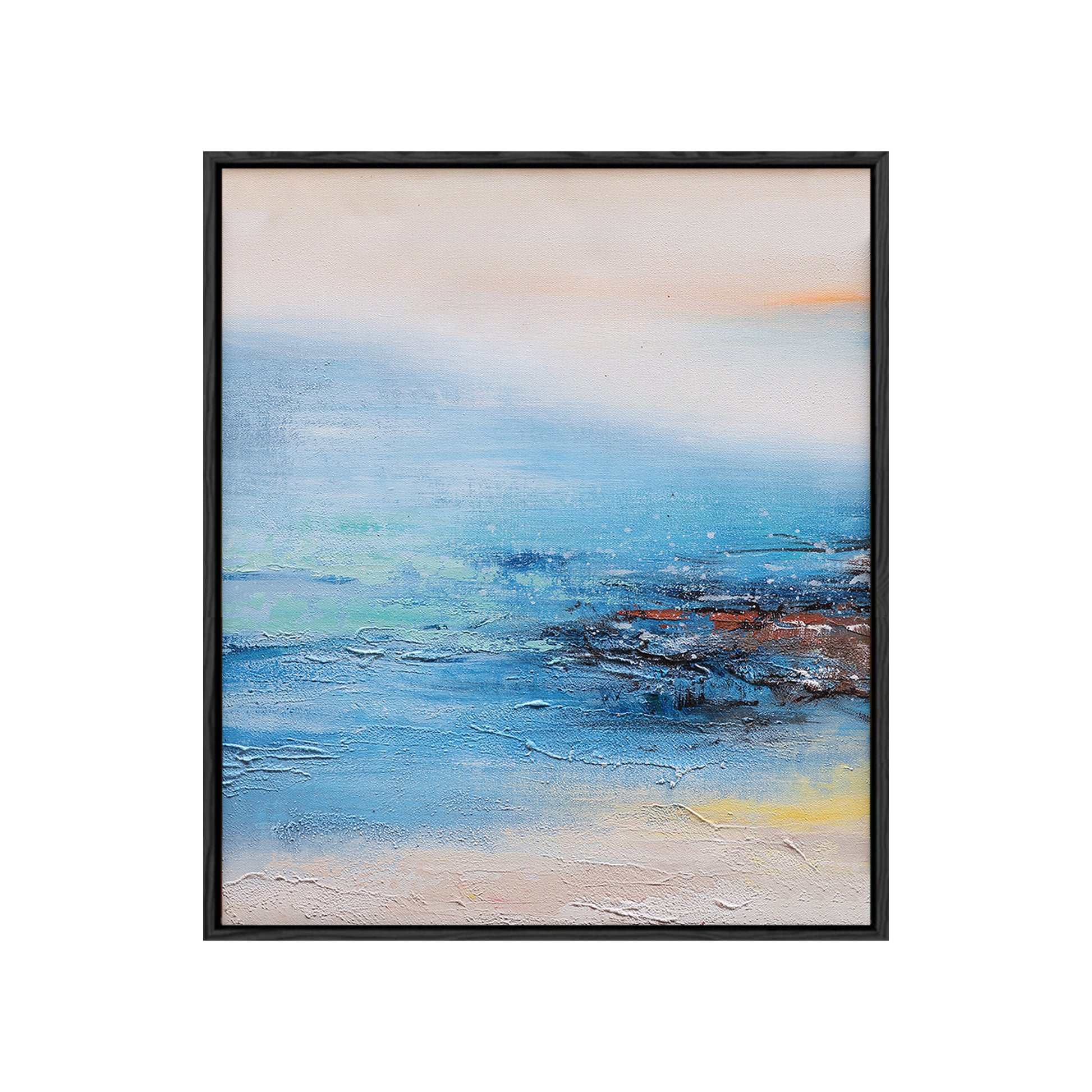 Abstract Landscape Art | Landscape Wall Art | Lake Canvas Wall Art | Blue And White Wall Art #DF026