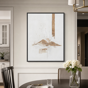 Abstract Minimalist Wabi Sabi Neutral Landscape Plaster Texture Vertical Wall Art for Living Room Office