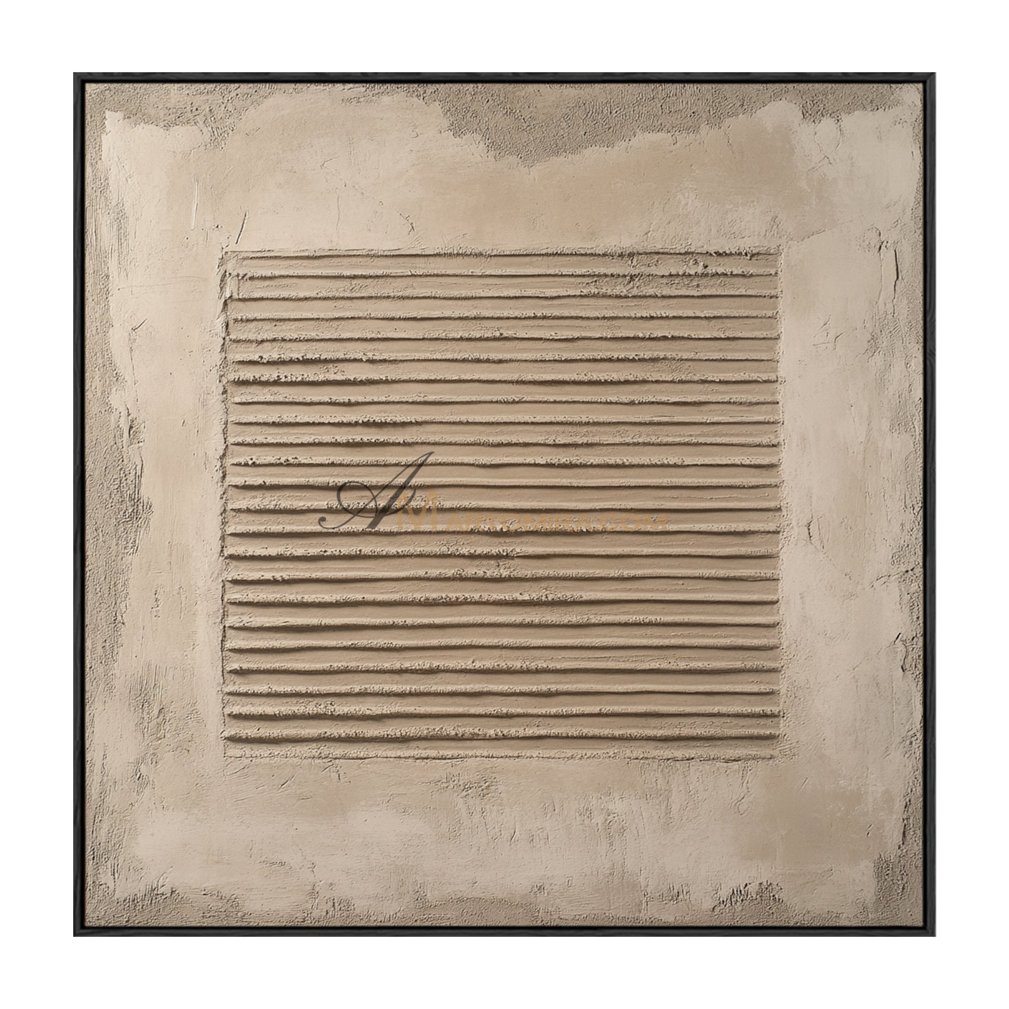 Minimalistisches Wabi-Sabi-Gemälde mit beigefarbenen Streifen und Struktur | Moderne geometrische Linien auf Leinwand | Rustikale abstrakte Wandkunst | Minimalistische Wohndekoration