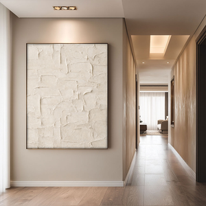 Minimalist Neutral Beige Abstract Textured Wall Art Modern Handcrafted Stucco Trowel Mark Canvas Artwork Wabi Sabi Style Elegant Muted Tone Wall Decor for Contemporary Home