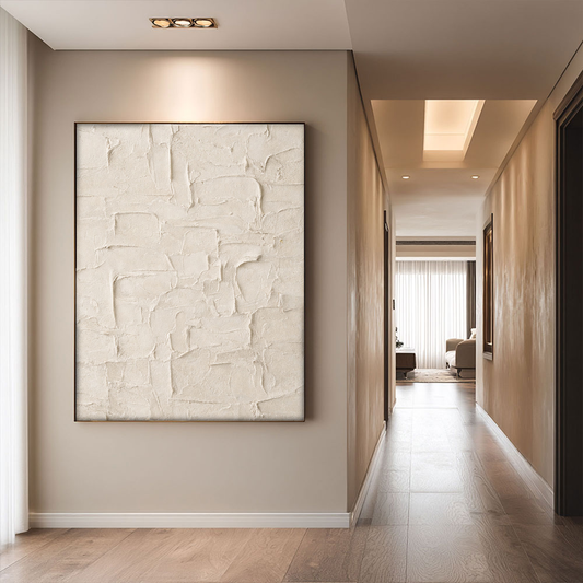 Minimalist Neutral Beige Abstract Textured Wall Art Modern Handcrafted Stucco Trowel Mark Canvas Artwork Wabi Sabi Style Elegant Muted Tone Wall Decor for Contemporary Home