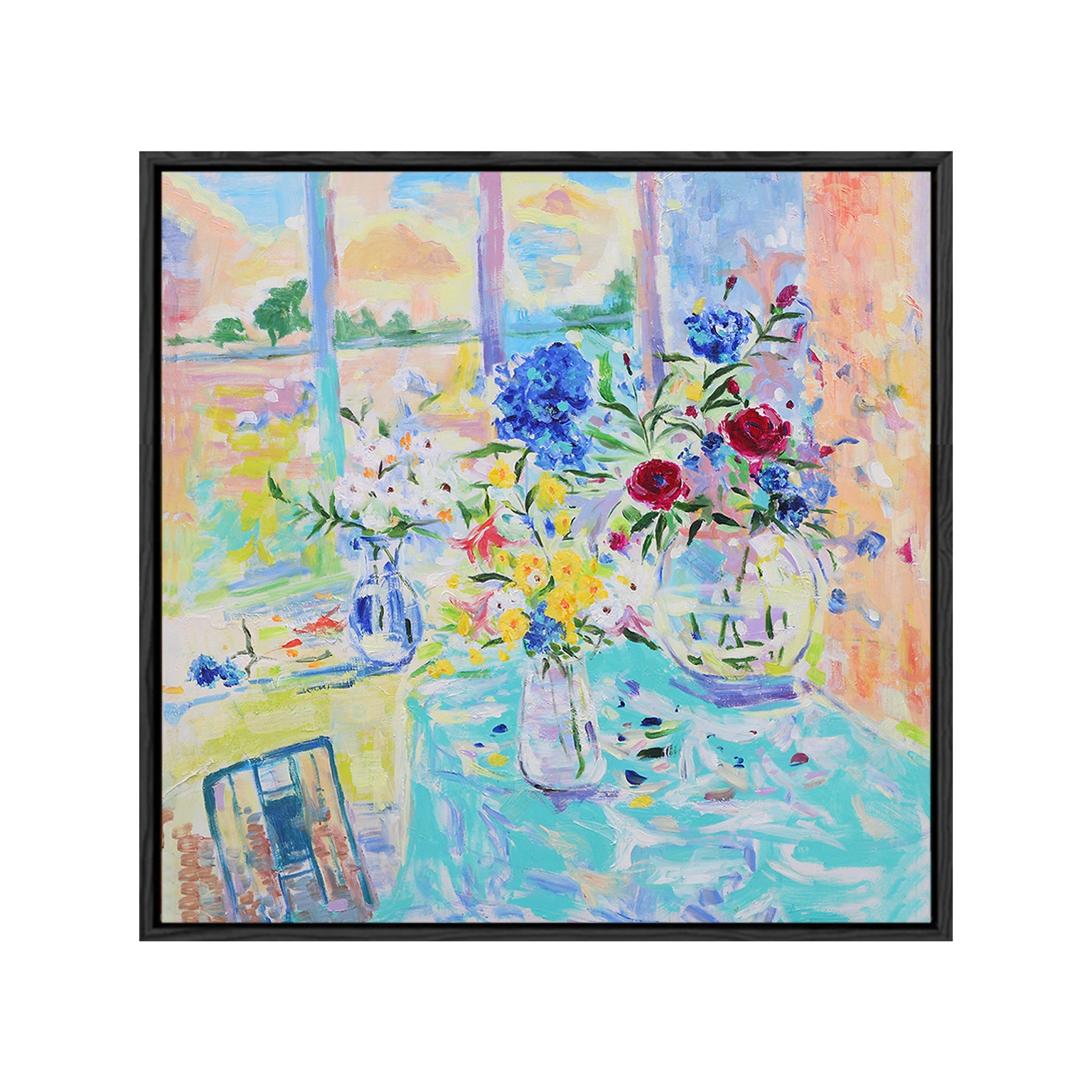 Colorful Wall Art | Flower Vase Painting | Floral Art Wall | Canvas Art Wall Decor #DF038