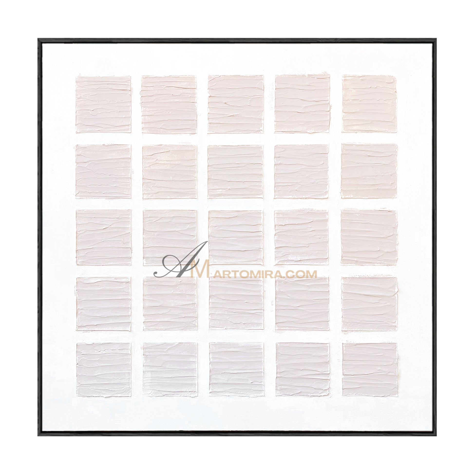 Wabi-Sabi Minimalist Light Beige Textured Grid Painting | Modern Geometric Square Canvas | Soft Abstract Wall Art | Minimal Home Decor