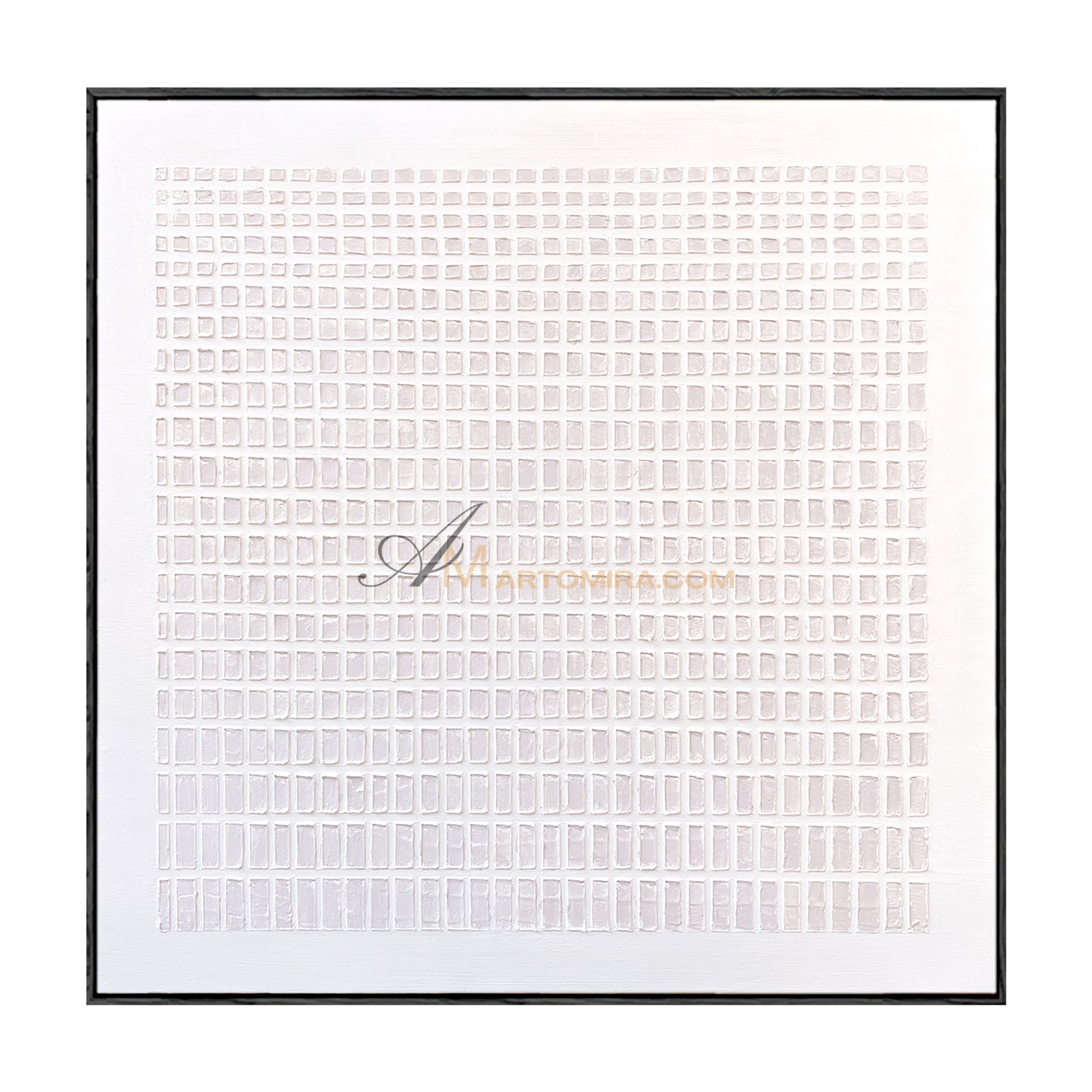 Wabi-Sabi Minimalist White Textured Painting | Modern Geometric Grid Canvas | Serene Abstract Wall Art | Minimal Home Decor
