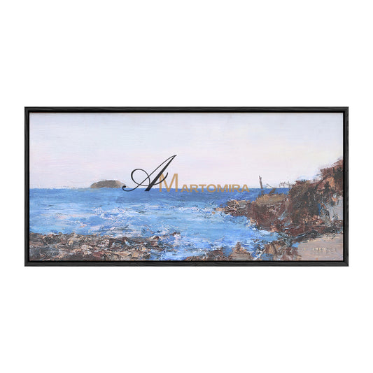Landscape Wall Art | Blue Ocean Paintings | Large Horizontal Coastal Wall Art | Large Canvas Art #DF047