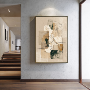 Minimalist Neutral Abstract Beige White Brown Geometric Textured Canvas Wall Art for Modern Home Living Room Bedroom Office Hallway Dining Room Decor