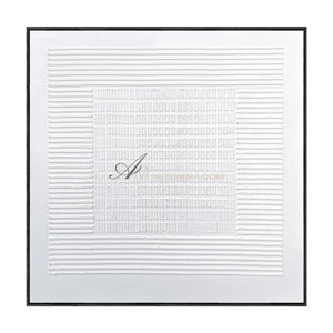 Wabi-Sabi Minimalist White Textured Painting | Modern Geometric Line Canvas | Serene Abstract Wall Art | Minimal Home Decor