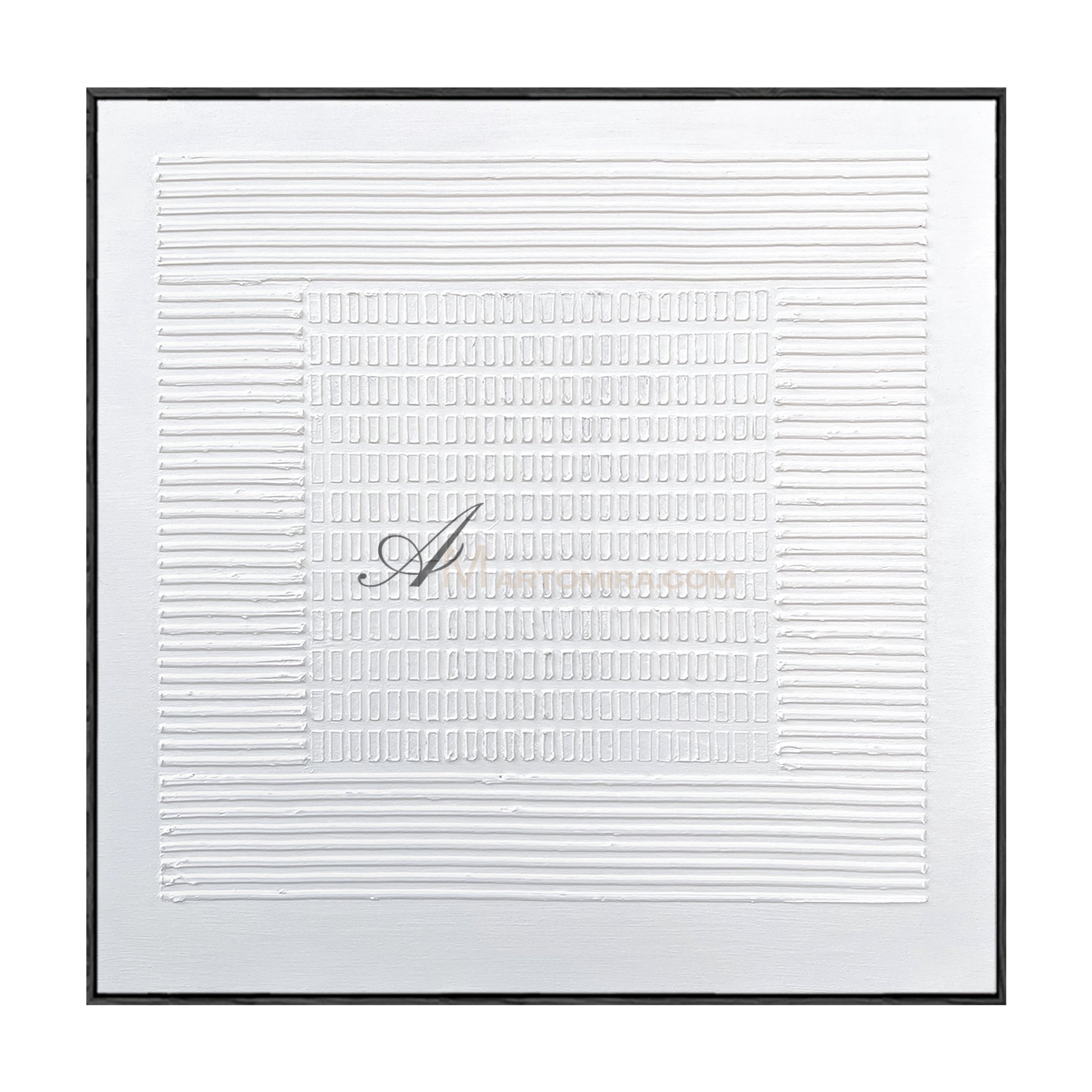 Wabi-Sabi Minimalist White Textured Painting | Modern Geometric Line Canvas | Serene Abstract Wall Art | Minimal Home Decor