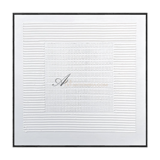 Wabi-Sabi Minimalist White Textured Painting | Modern Geometric Line Canvas | Serene Abstract Wall Art | Minimal Home Decor