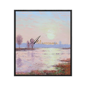 Landscape Wall Art | Pink Wall Art | Sunset Canvas Painting | Landscape Canvas Oil Painting #DF011