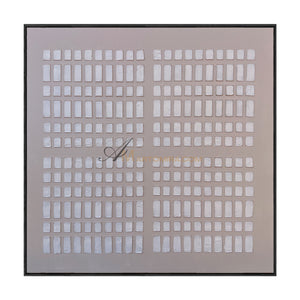 Wabi-Sabi Minimalist Beige Textured Grid Painting | Modern Geometric Square Canvas | Serene Abstract Wall Art | Minimal Home Decor