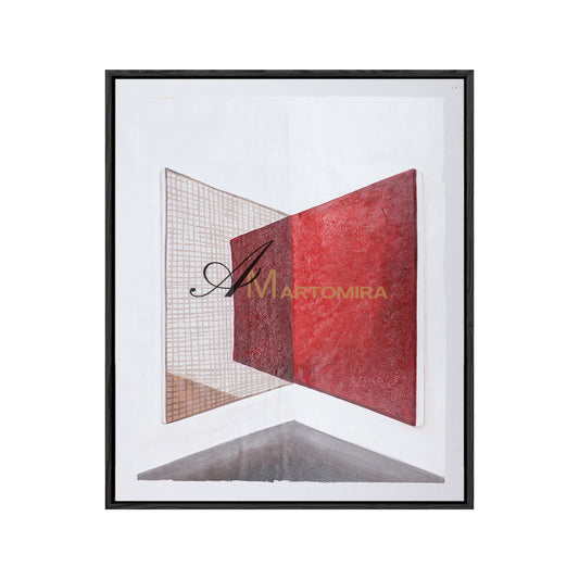 Red And White Wall Art | Abstract Geometric Art | Minimalist Abstract Art #DF017