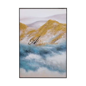 Blue And Gold Wall Art | Abstract Painting Mountains | Abstract Landscape Art | Large Wall Art #DF001