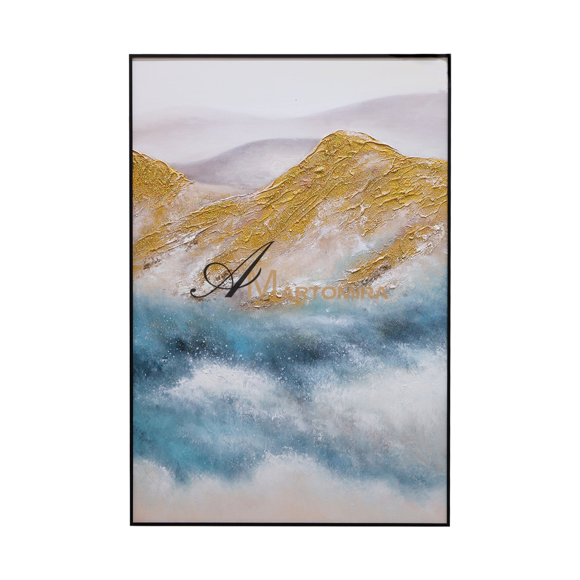 Blue And Gold Wall Art | Abstract Painting Mountains | Abstract Landscape Art | Large Wall Art #DF001