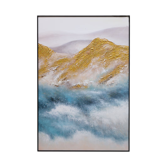 Blue And Gold Wall Art | Abstract Painting Mountains | Abstract Landscape Art | Large Wall Art #DF001