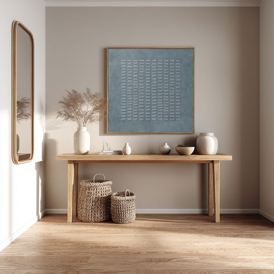 Minimalist Grey Geometric Line Textured 3D Relief Abstract Wall Art Modern Neutral Tonal Framed Decor for Living Room Office Bedroom Hallway Dining Room