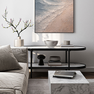 Textured Ocean Sunset Coastal Wall Art, Thick Impasto Painting for Modern Home Decor, Calm Beach Landscape with Beige Sand Blue Ocean White Waves and Soft Orange Sun, Warm Minimalist Coastal Artwork