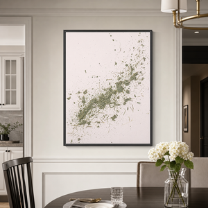 Abstract Textured Soft Pink Sage Green Mixed Media Style Vertical Wall Art for Living Room Bedroom