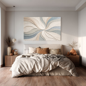 Abstract Blue Beige White Light Grey Textured Swirling Curved Lines Framed Canvas Wall Art - Modern Minimalist Neutral Decor for Living Room Bedroom Office Dining Room Hallway, 200-255 chars placeholder ends