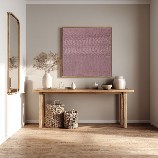 Muted Pink Textured Abstract Wall Art with Geometric Dots and Lines Minimalist Modern Framed Artwork for Contemporary Living Room Bedroom Dining Room Office Hallway Decor