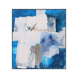 Blue And White Wall Art | Modern Abstract Oil Painting | Minimalist Abstract Art #DF025