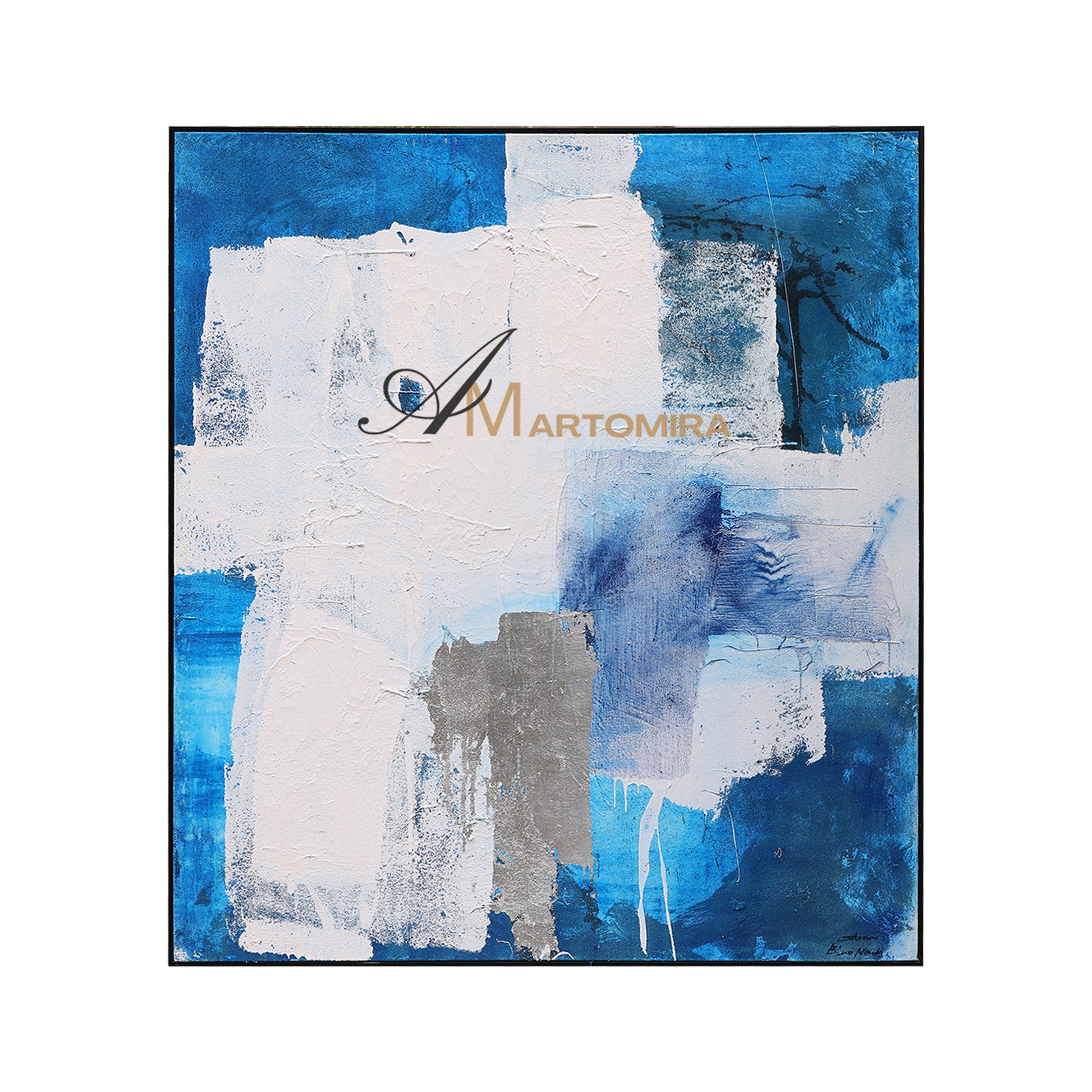 Blue And White Wall Art | Modern Abstract Oil Painting | Minimalist Abstract Art #DF025