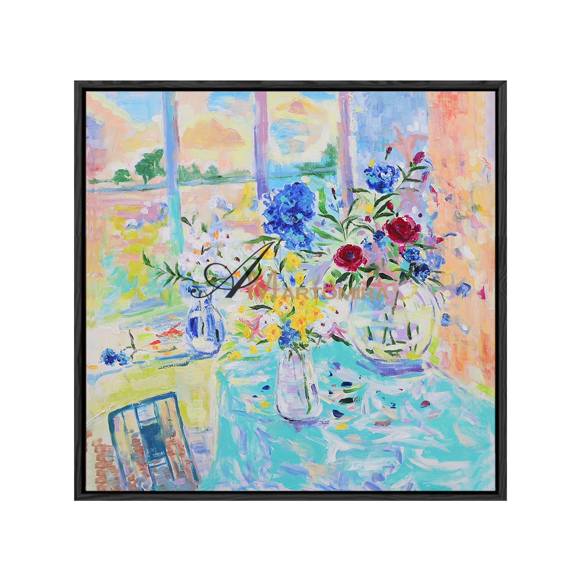 Colorful Wall Art | Flower Vase Painting | Floral Art Wall | Canvas Art Wall Decor #DF038