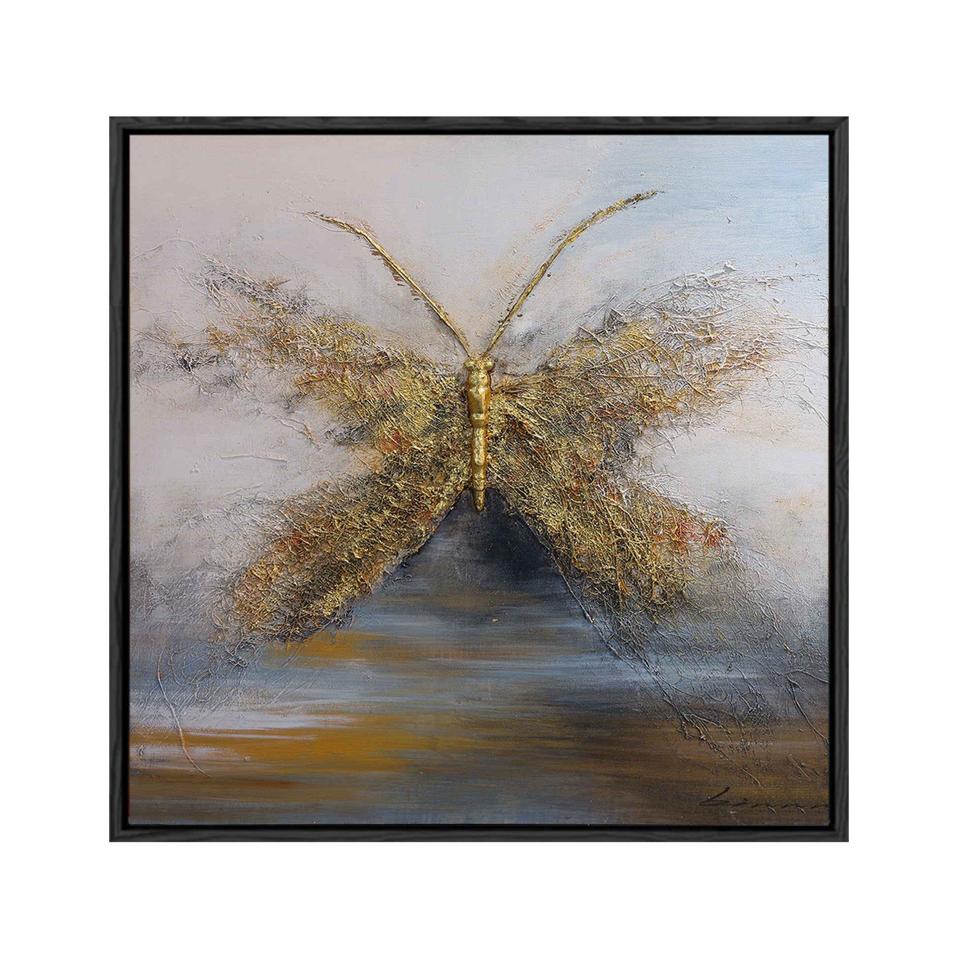 Animal Wall Art | Butterfly Painting| Textured Wall Art For Living Room | Gold Wall Art #DF056
