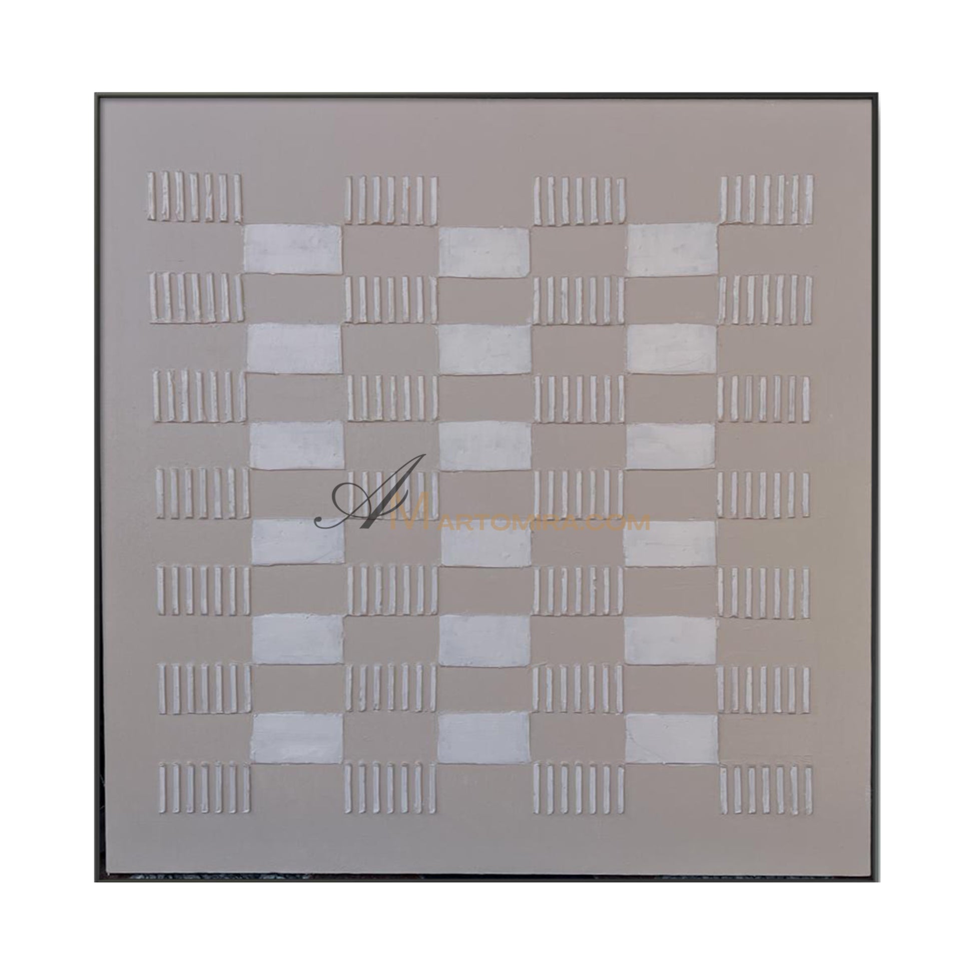 Wabi-Sabi Minimalist Textured Grid Painting | Neutral Abstract Canvas Art | Beige Geometric Wall Art | Modern Aesthetic Home Decor #WB002