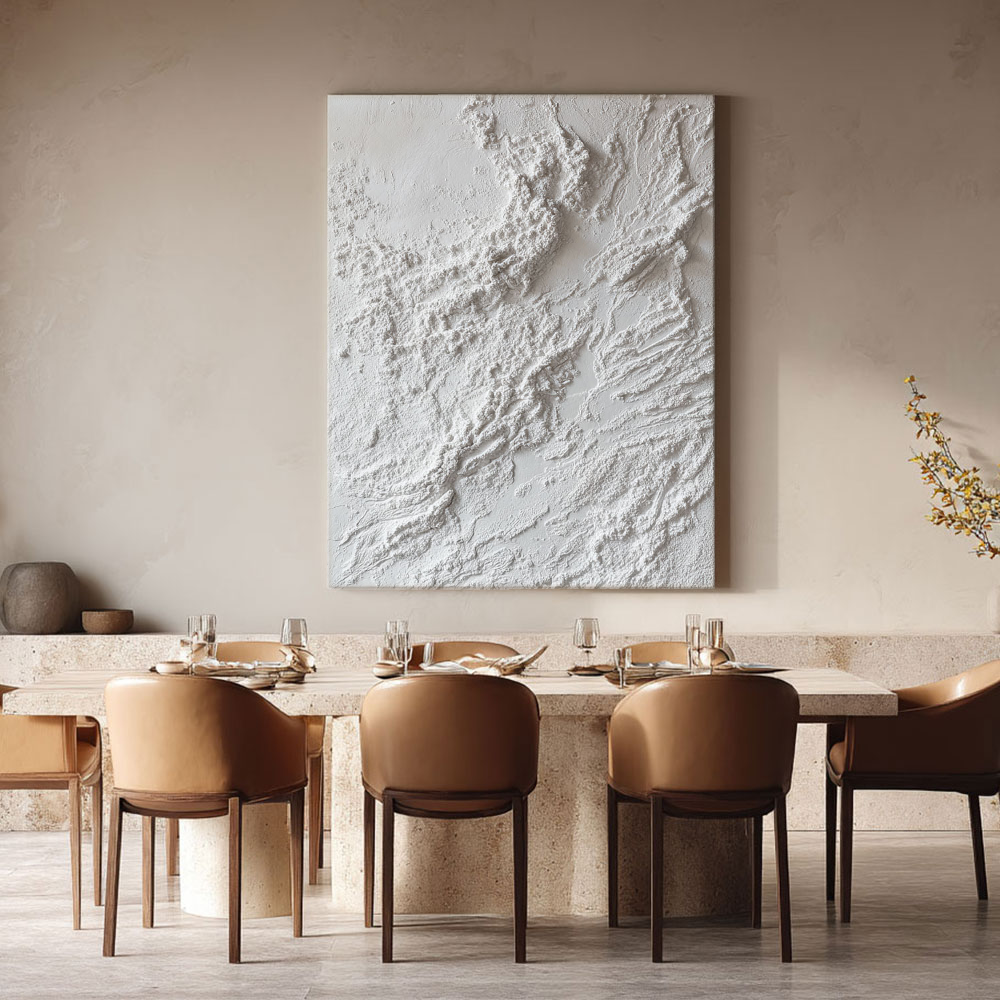 Minimalist White Abstract Textured Plaster Wall Art Neutral Wabi Sabi Inspired Modern Decor for Calm Spaces