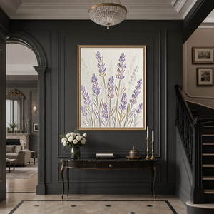 Textured Lavender Flower Vertical Wall Art, Soft Purple Beige off White Acrylic-style 3D Relief, Bedroom Living Room Decor