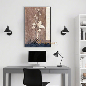 Abstract Painting Floral | Flower Paintings On Canvas | Brown Abstract Wall Art #MF002