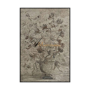 Acrylic Paint | Flower Wall Art | Flower Paintings On Canvas | Gray Floral Wall Art #MF020