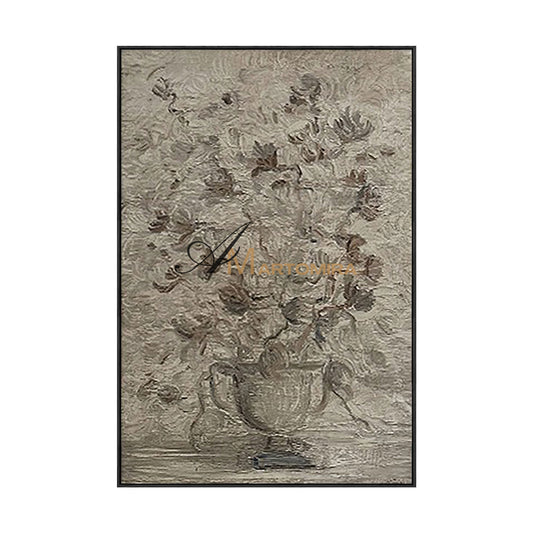 Acrylic Paint | Flower Wall Art | Flower Paintings On Canvas | Gray Floral Wall Art #MF020